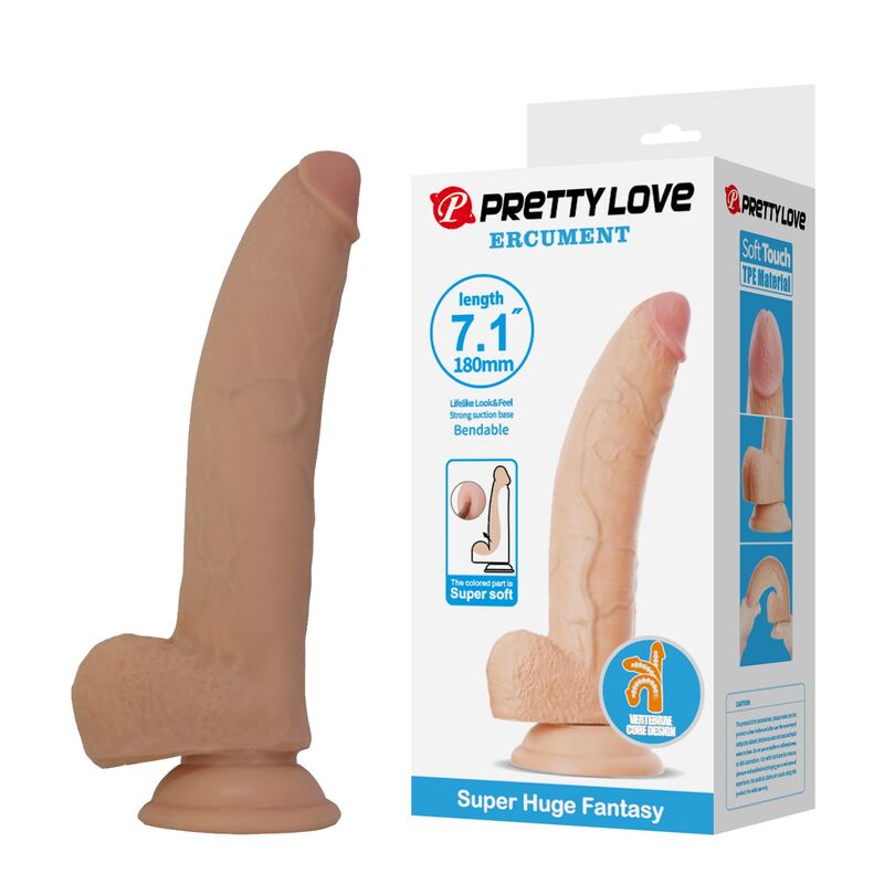 PRETTY LOVE - ELLCUMENT DILDO REALÍSTICO FLEXIBLE 18 CM Ø 4,5 CM TPE COLOR NATURAL