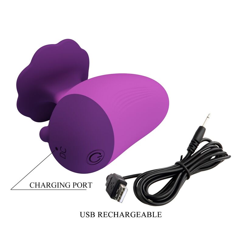 PRETTY LOVE - ESTIMULADOR DE CLÍTORIS 7 MODOS RECARGABLE FORMA ROSA MORADA