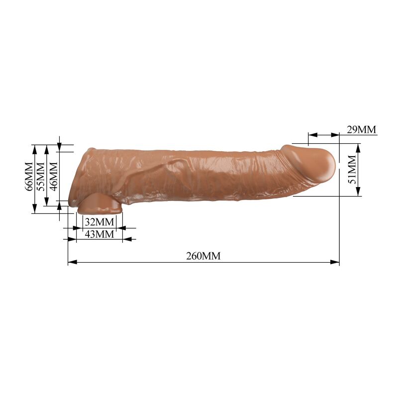 PRETTY LOVE - FUNDA EXTENSORA PARA PENE AJUSTABLE 26 CM Ø 4 CM COLOR NATURAL