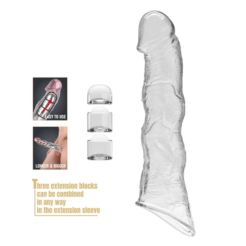 PRETTY LOVE - FUNDA EXTENSORA PARA PENE AJUSTABLE 28 CM Ø 4,5 CM COLOR TRANSPARENTE