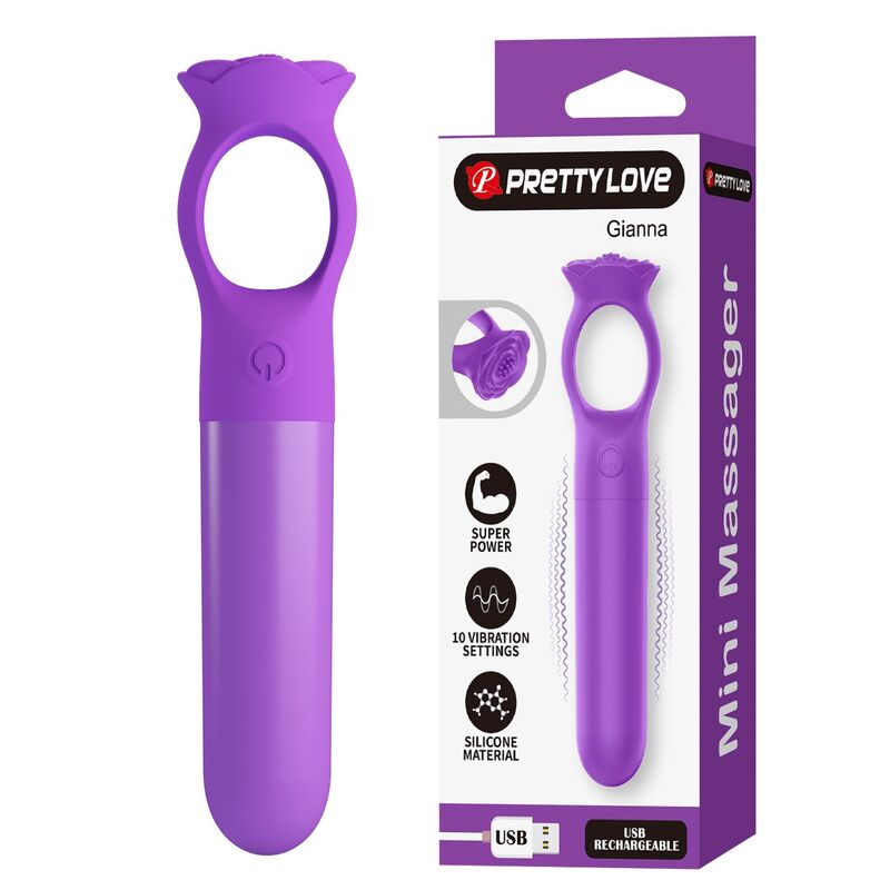 PRETTY LOVE - GIANA MINI MASAJEADOR VIBRADOR RECARGABLE MORADO