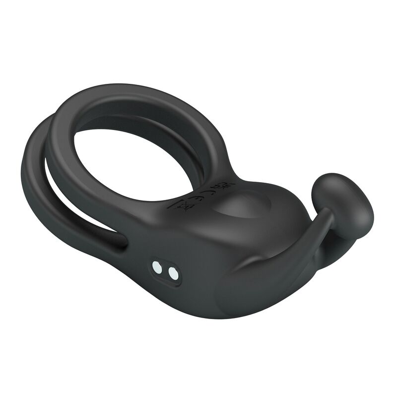PRETTY LOVE - GOODWIN ANILLO VIBRADOR DOBLE PARA PENE RECARGABLE NEGRO