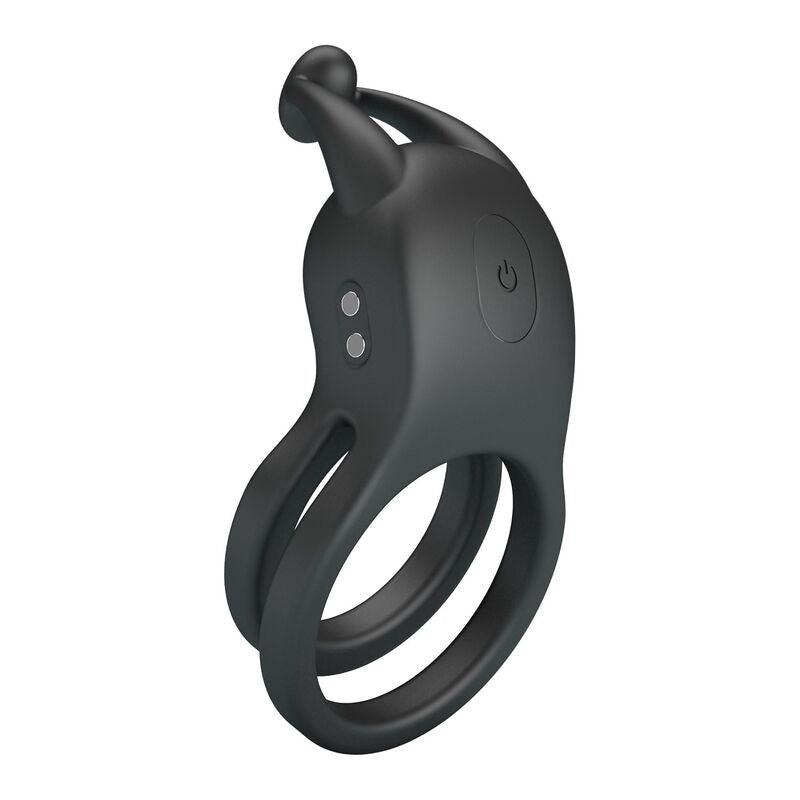 PRETTY LOVE - GOODWIN ANILLO VIBRADOR DOBLE PARA PENE RECARGABLE NEGRO