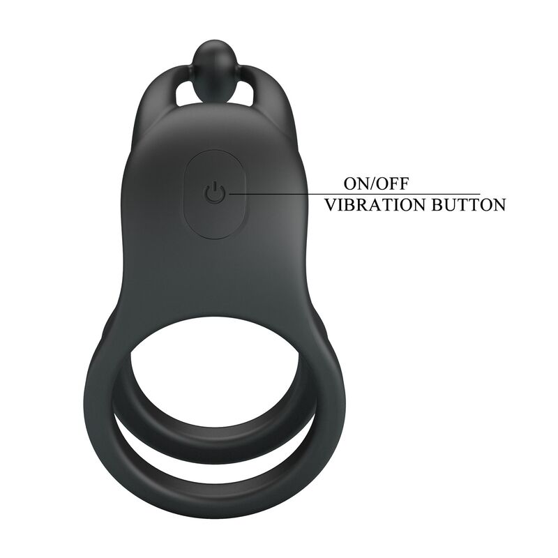 PRETTY LOVE - GOODWIN ANILLO VIBRADOR DOBLE PARA PENE RECARGABLE NEGRO