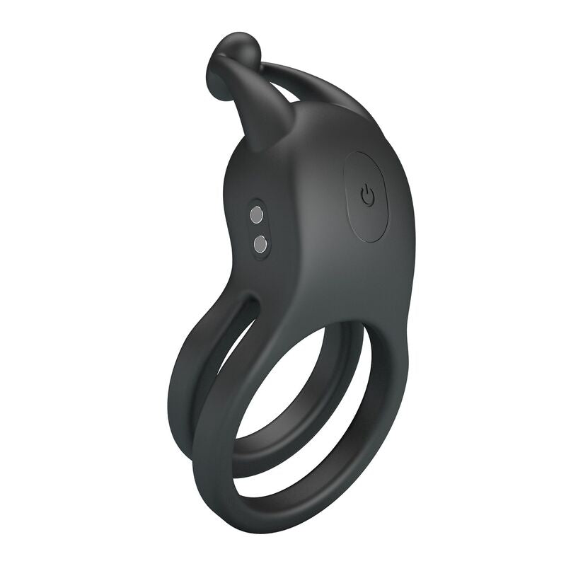PRETTY LOVE - GOODWIN ANILLO VIBRADOR DOBLE PARA PENE RECARGABLE NEGRO