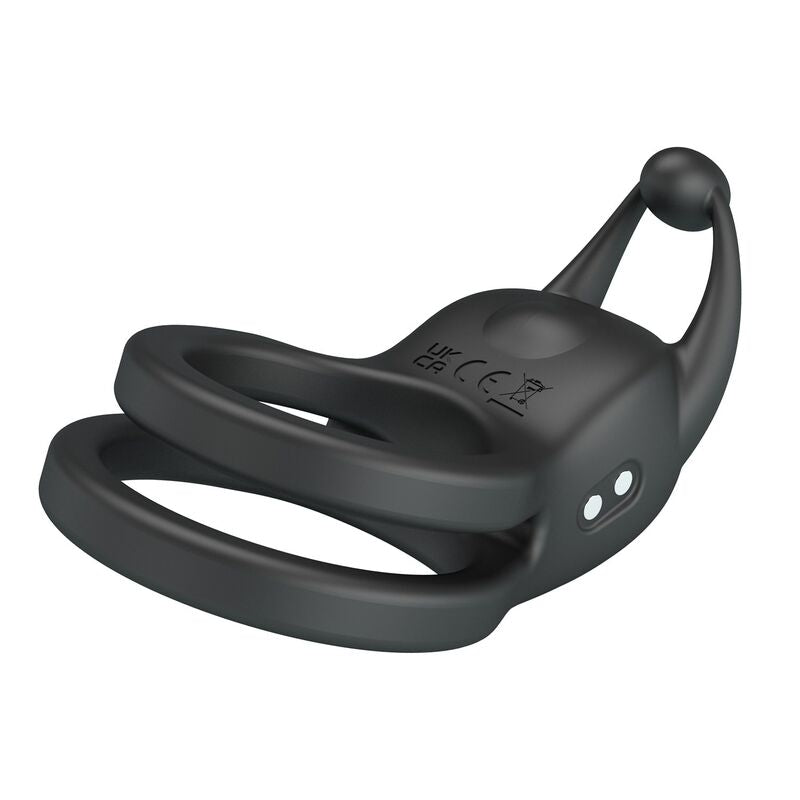PRETTY LOVE - GOODWIN ANILLO VIBRADOR DOBLE PARA PENE RECARGABLE NEGRO