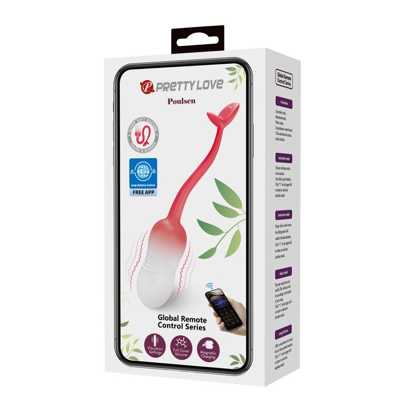 PRETTY LOVE - HUEVO VIBRADOR PULSEN CONTROL APP 12 FUNCIONES RECARGABLE USB ROSA