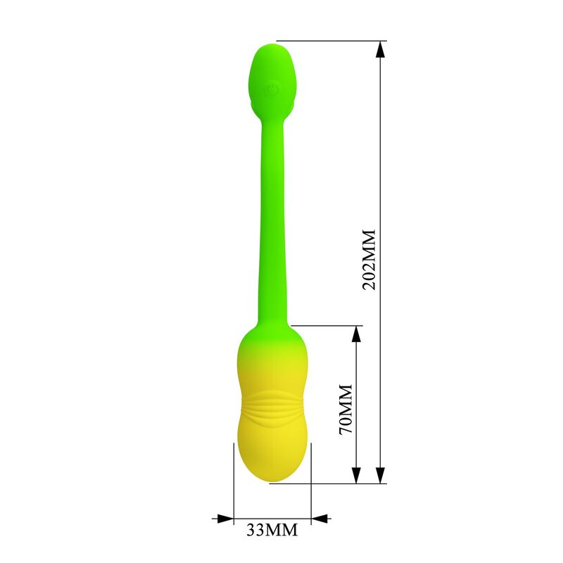 PRETTY LOVE - HUEVO VIBRADOR PULSEN CONTROL APP 12 FUNCIONES RECARGABLE USB VERDE-AMARILLO