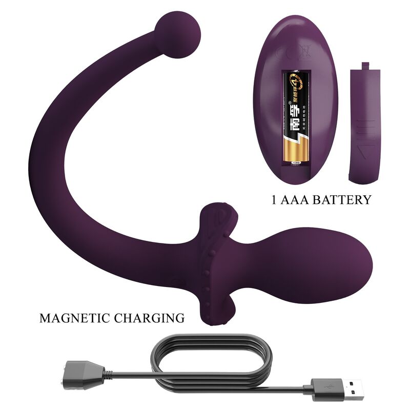 PRETTY LOVE - LIOEA PLUG ANAL CON COLA VIBRADOR 12 FUNCIONES COLOR MORADO CONTROL REMOTO