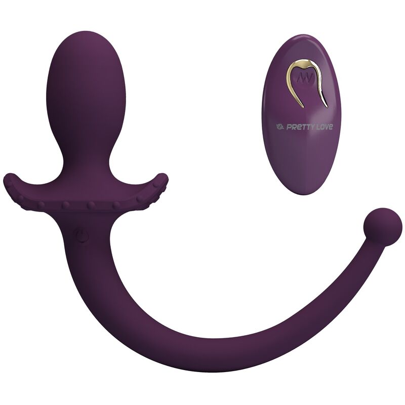 PRETTY LOVE - LIOEA PLUG ANAL CON COLA VIBRADOR 12 FUNCIONES COLOR MORADO CONTROL REMOTO
