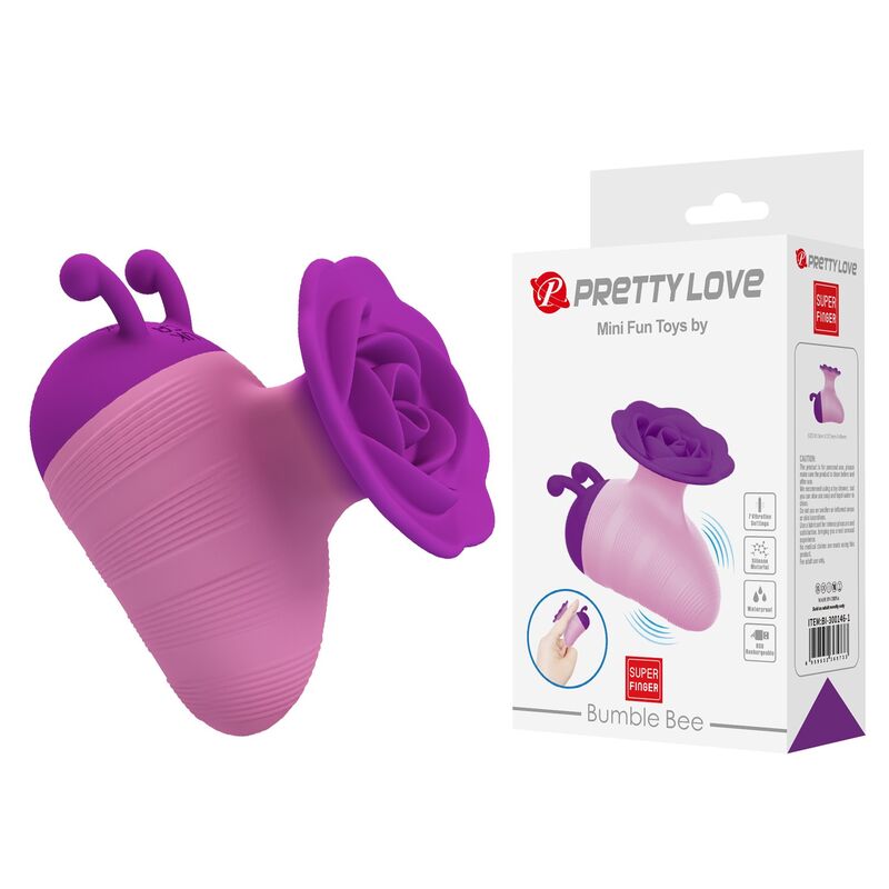 PRETTY LOVE - LITTLE BEE ESTIMULADOR DE CLÍTORIS 7 MODOS RECARGABLE MORADO-ROSA