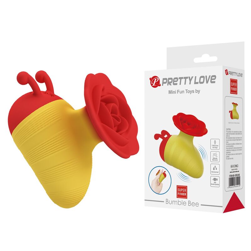 PRETTY LOVE - LITTLE BEE ESTIMULADOR DE CLÍTORIS 7 MODOS RECARGABLE ROJO/AMARILLO
