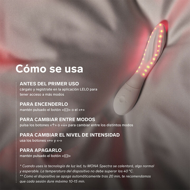 LELO - MONA SPECTRA MASAJEADOR ÍNTIMO CON LUZ ROJA RECARGABLE APP CONTROL