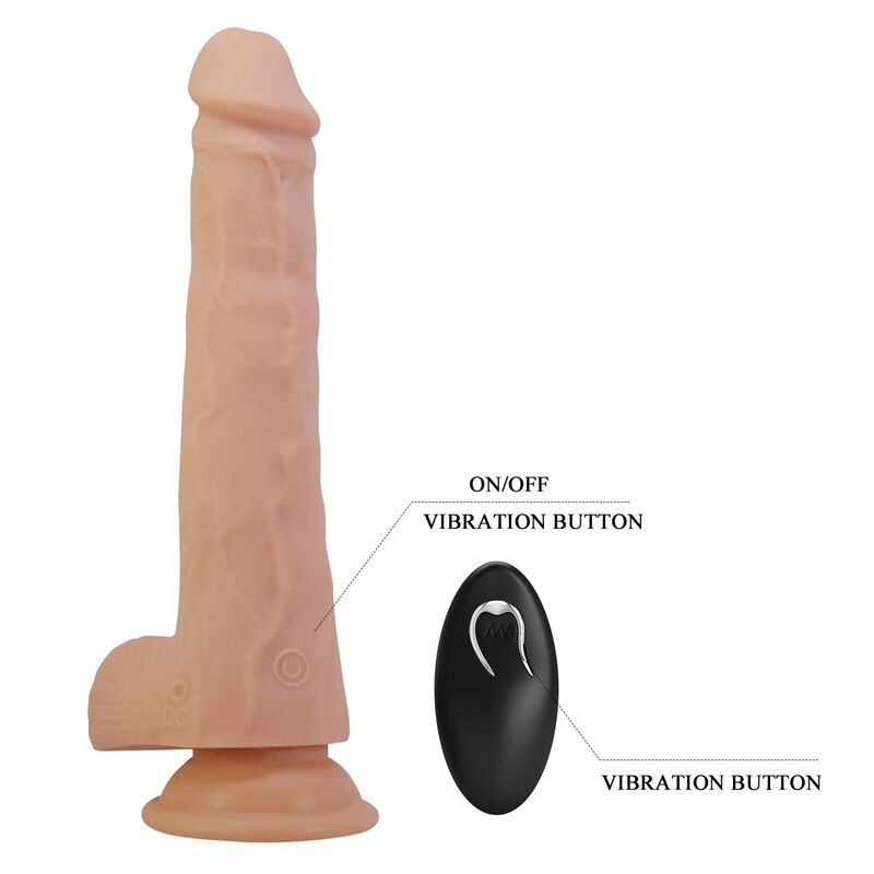 PRETTY LOVE - MILES DILDO VIBRADOR CON EMPUJE Y ROTACIÓN CONTROL REMOTO 23,5 CM Ø 4,8 CM COLOR NATURAL