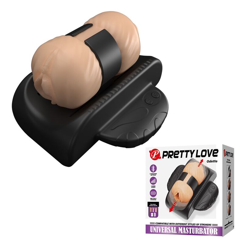 PRETTY LOVE - QUIRIN MASTURBADOR AUTOMÁTICO CON EMPUJE USB COLOR NEGRO
