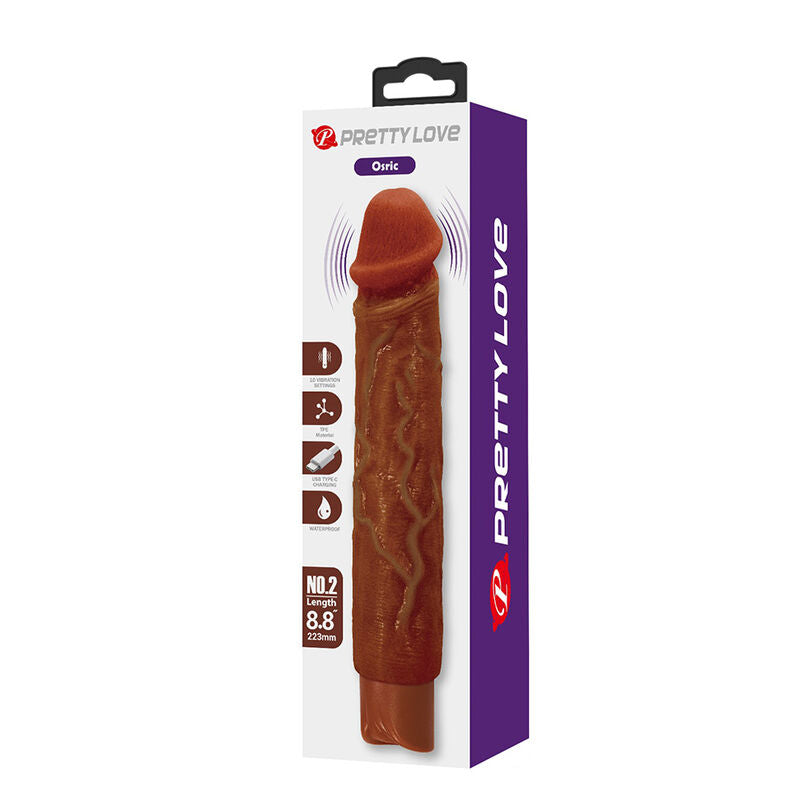 PRETTY LOVE - OWEN VIBRADOR REALÍSTICO 22,5 CM Ø 4,5 CM COLOR MARRÓN