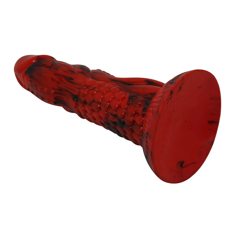 POWER MONSTERS - MINOTAUR DILDO FANTASÍA CON VENTOSA 21 CM Ø 5 CM ROJO Y NEGRO
