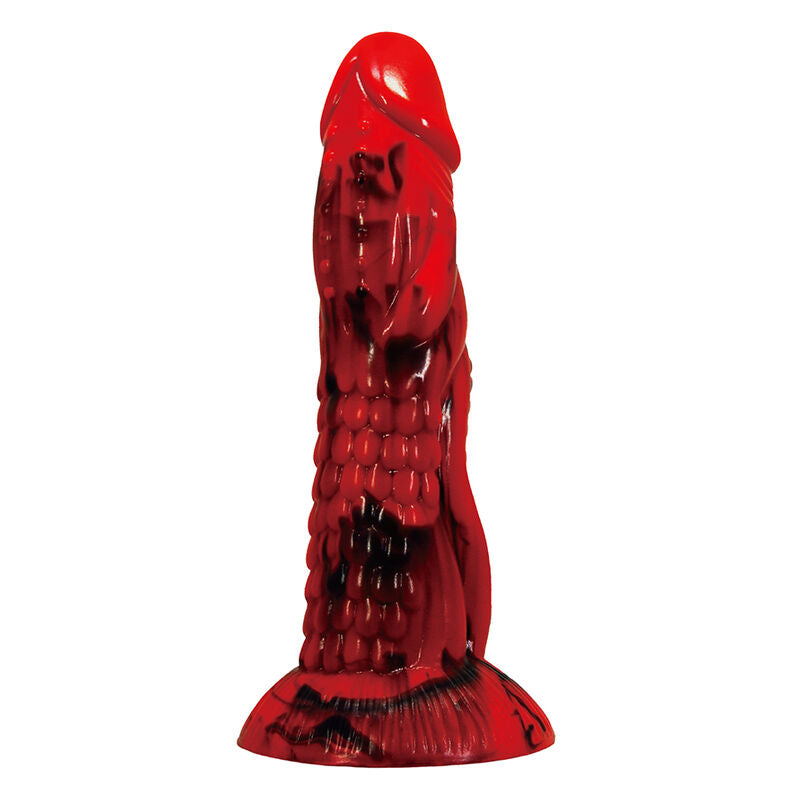 POWER MONSTERS - MINOTAUR DILDO FANTASÍA CON VENTOSA 21 CM Ø 5 CM ROJO Y NEGRO