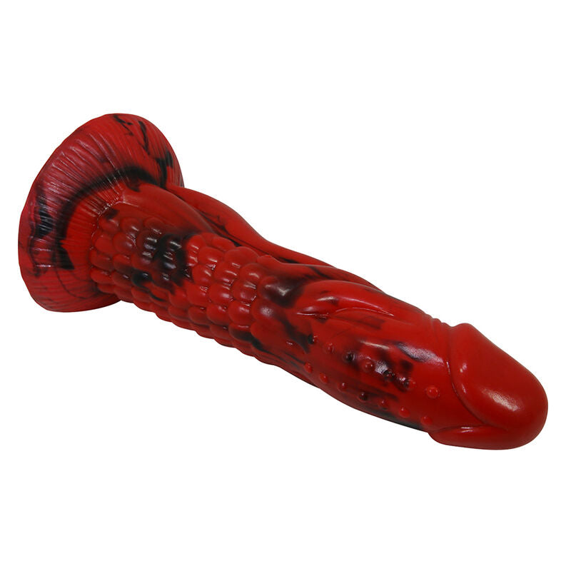 POWER MONSTERS - MINOTAUR DILDO FANTASÍA CON VENTOSA 21 CM Ø 5 CM ROJO Y NEGRO