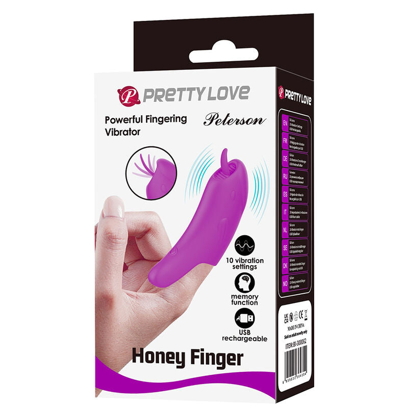 PRETTY LOVE - PETERSON HONEY FINGER VIBRADOR DE DEDO RECARGABLE MORADO
