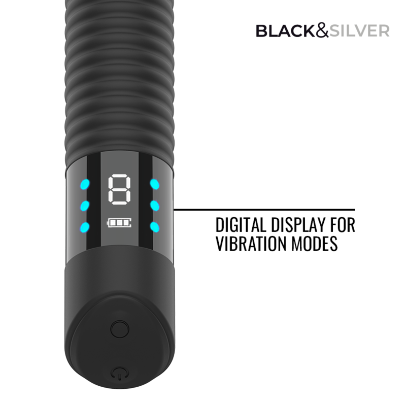 BLACK & SILVER - JOSEPH VIBRADOR RECARGABLE USB CON PANTALLA LED NEGRO