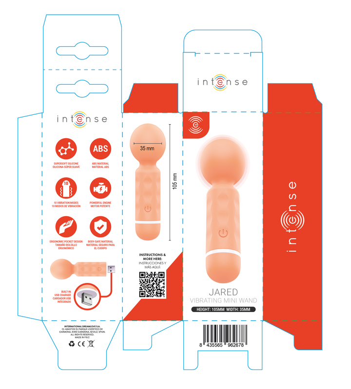 INTENSE - JARED MINI WAND MASSAGER RECARGABLE USB NARANJA