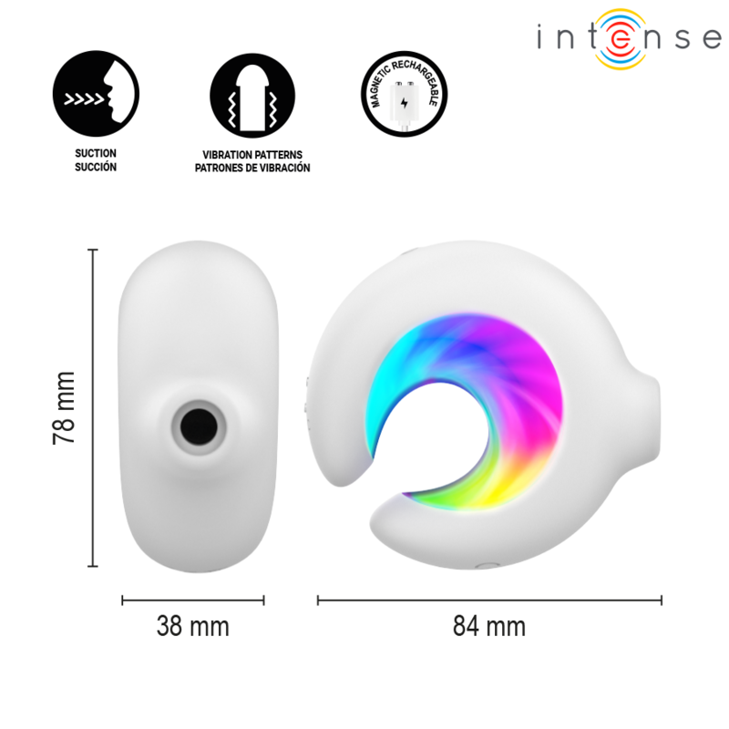 INTENSE - ASTON ESTIMULADOR DE CLÍTORIS POR SUCCIÓN Y VIBRACIÓN RECARGABLE USB BLANCO