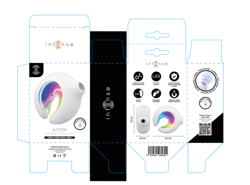 INTENSE - ASTON ESTIMULADOR DE CLÍTORIS POR SUCCIÓN Y VIBRACIÓN RECARGABLE USB BLANCO