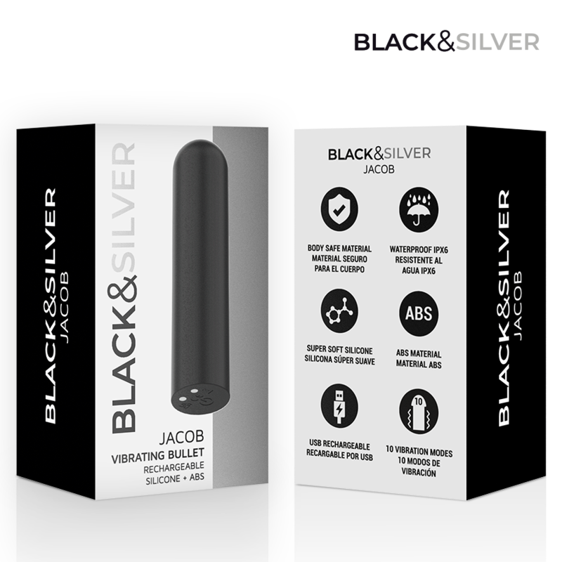 BLACK & SILVER - JACOB BALA VIBRADORA RECARGABLE USB NEGRO
