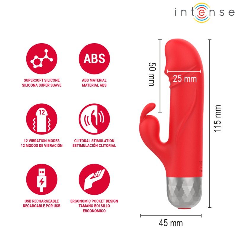 INTENSE - MIKE MINI VIBRADOR RABBIT RECARGABLE USB ROJO