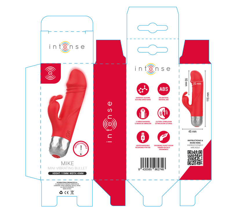 INTENSE - MIKE MINI VIBRADOR RABBIT RECARGABLE USB ROJO