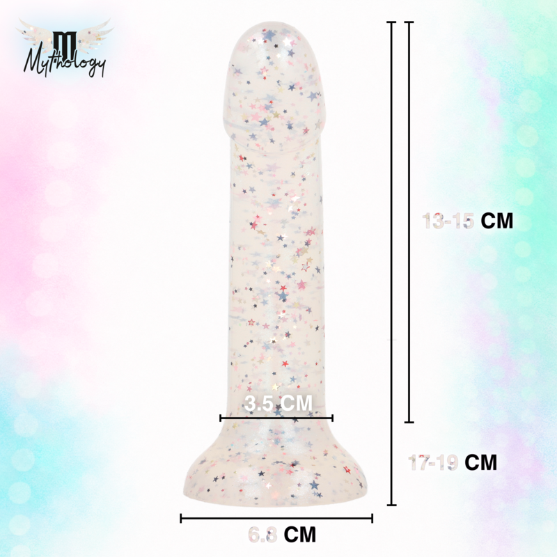 MYTHOLOGY - LYRA 5 DILDO DE SILICONA 17 CM Ø 3,6 CM TRANSPARENTE MOTEADO