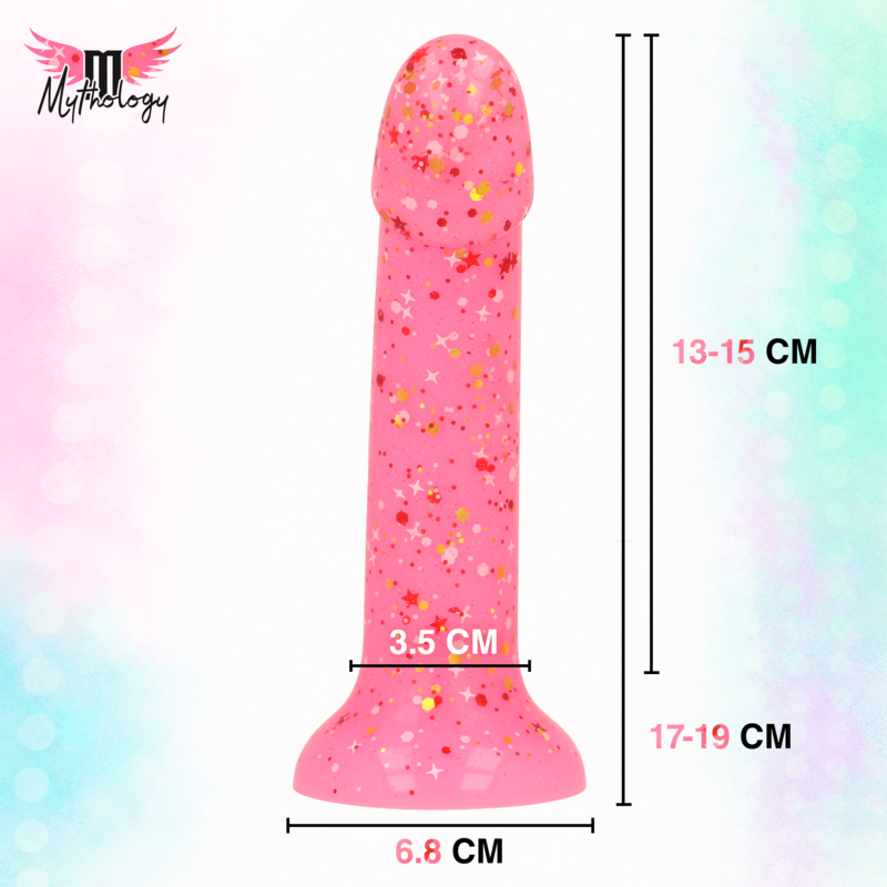 MYTHOLOGY - LYRA 6 DILDO DE SILICONA 17 CM Ø 3,6 CM ROSA MOTEADO ROJO