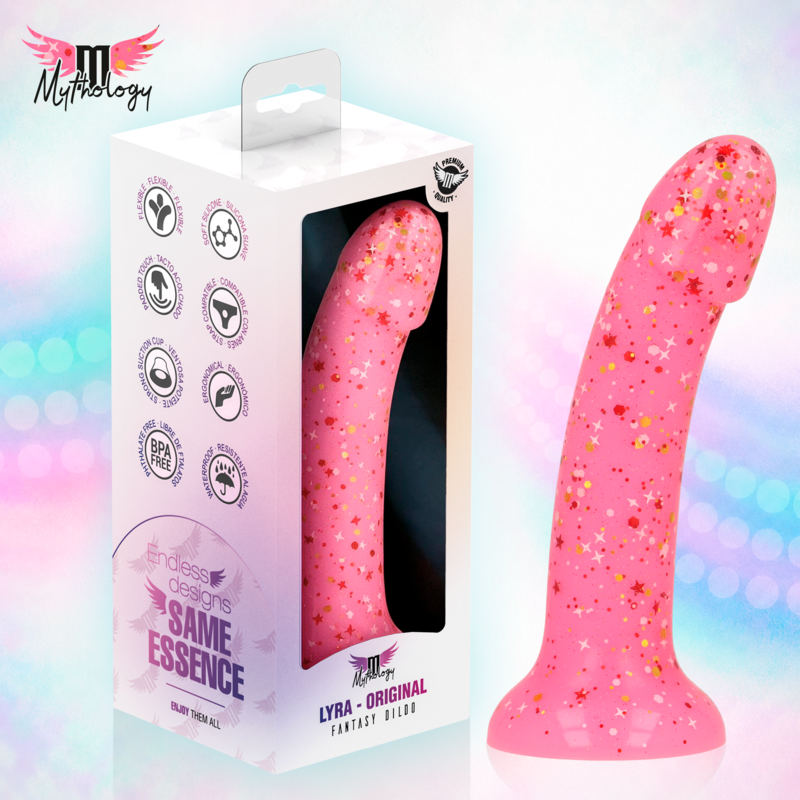 MYTHOLOGY - LYRA 6 DILDO DE SILICONA 17 CM Ø 3,6 CM ROSA MOTEADO ROJO