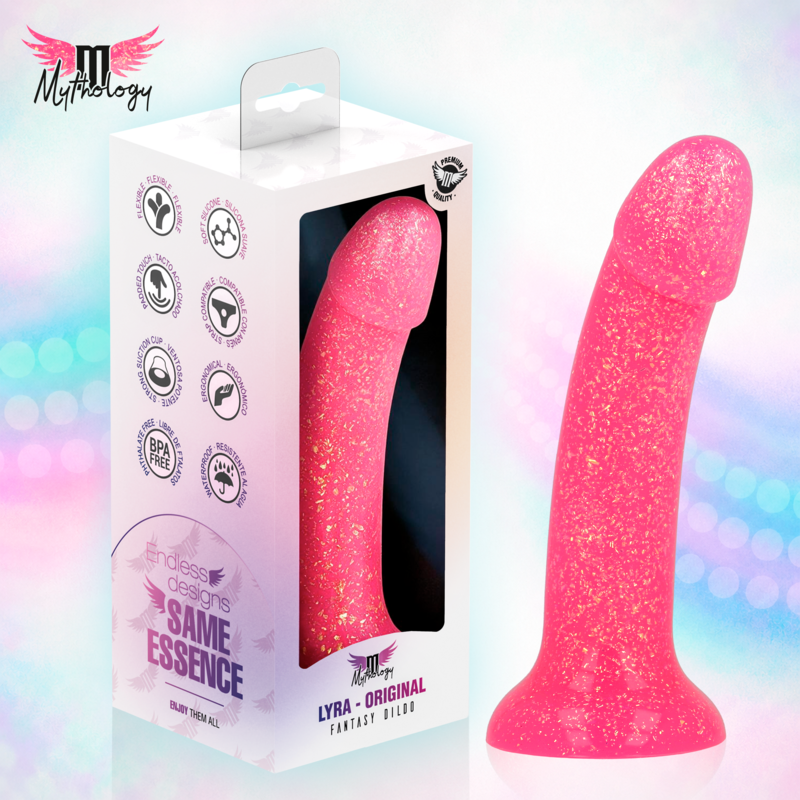 MYTHOLOGY - LYRA 7 DILDO DE SILICONA 17 CM Ø 3,6 CM ROSA MOTEADO DORADO