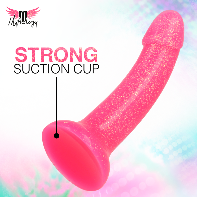 MYTHOLOGY - LYRA 7 DILDO DE SILICONA 17 CM Ø 3,6 CM ROSA MOTEADO DORADO