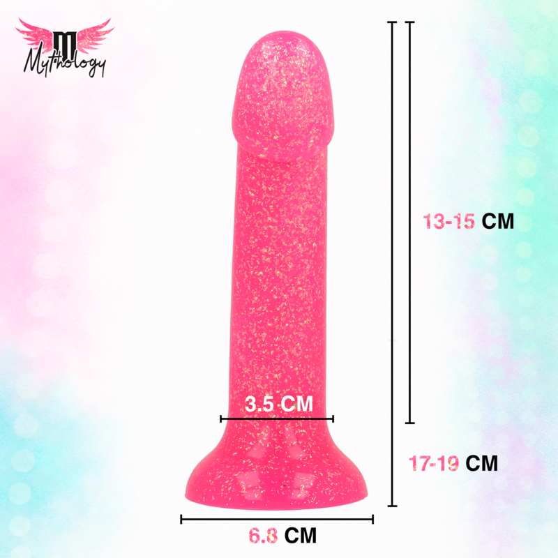 MYTHOLOGY - LYRA 7 DILDO DE SILICONA 17 CM Ø 3,6 CM ROSA MOTEADO DORADO
