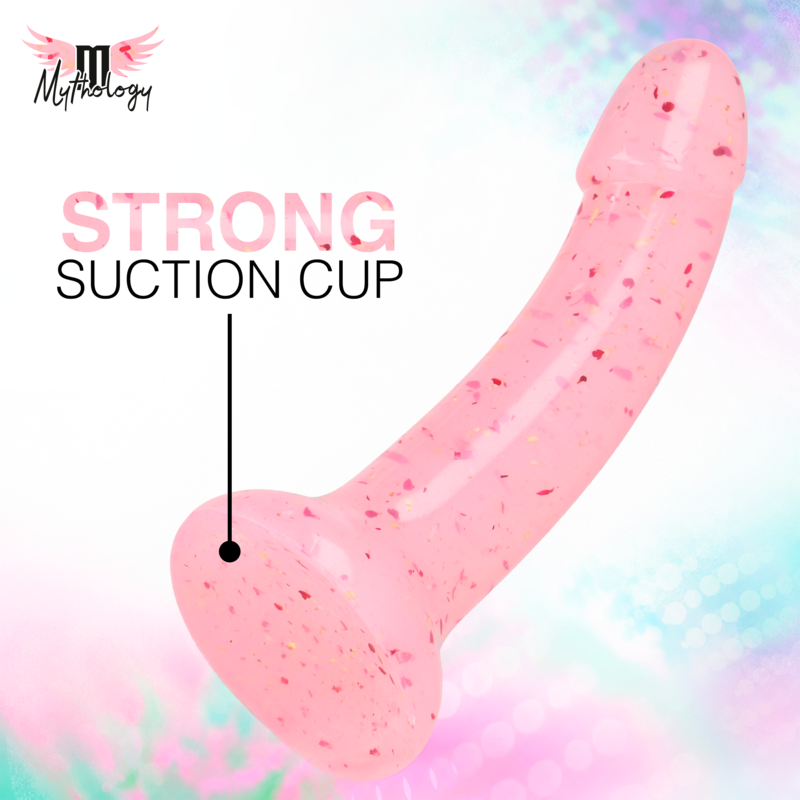 MYTHOLOGY - LYRA 9 DILDO DE SILICONA 17 CM Ø 3,6 CM TRANSPARENTE ROSADO MOTEADO ROJO