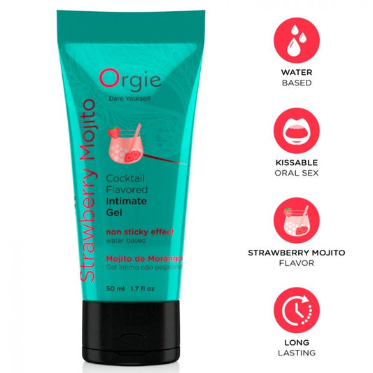 ORGIE - LUBRICANTE GEL ÍNTIMO BESABLE BASE DE AGUA COCKTAIL MOJITO DE FRESA 50 ML