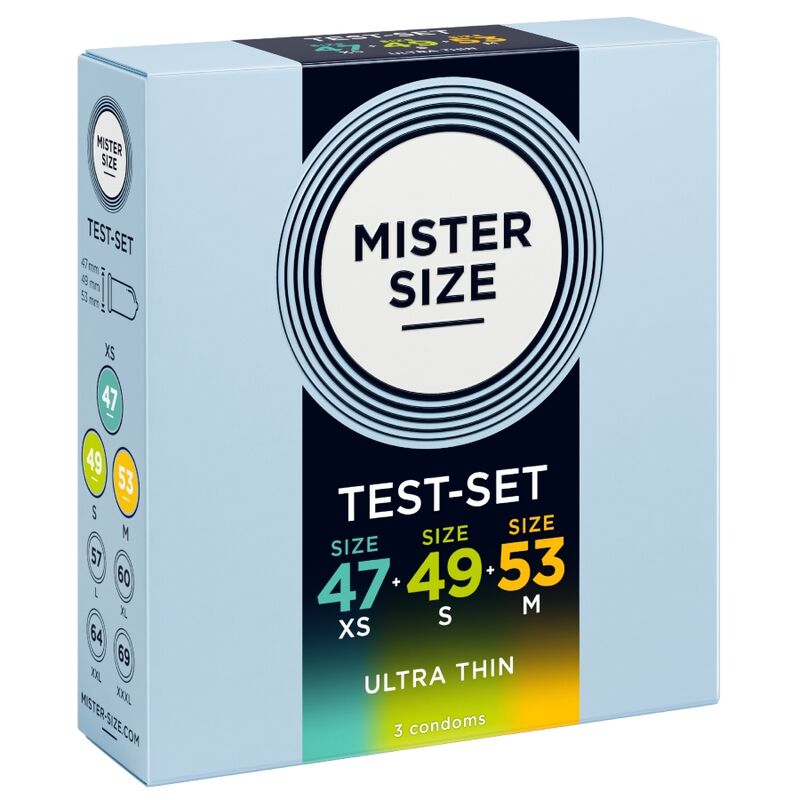 MISTER SIZE - PACK MUESTRA PRESERVATIVOS TALLA 47-49-53 MM (3 UNIDADES)