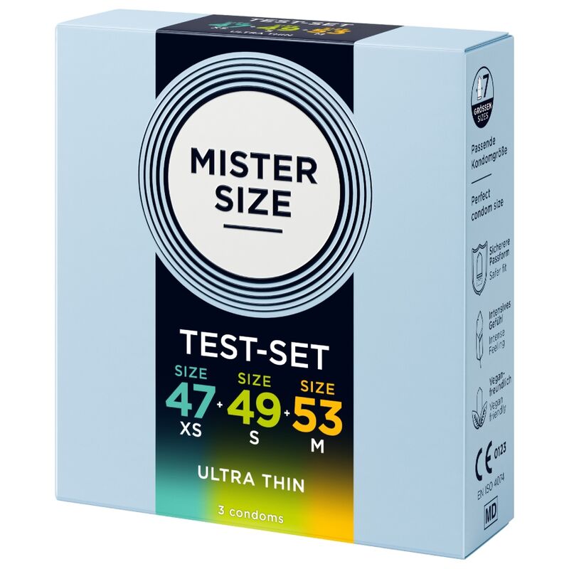 MISTER SIZE - PACK MUESTRA PRESERVATIVOS TALLA 47-49-53 MM (3 UNIDADES)