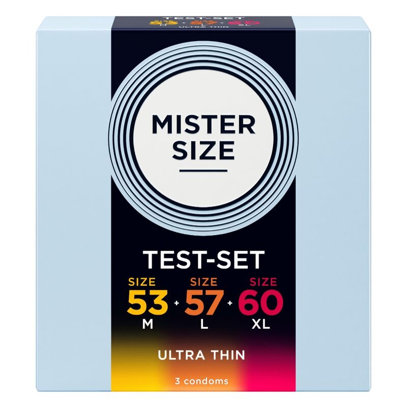 MISTER SIZE - PACK MUESTRA PRESERVATIVOS TALLA 53-57-60 MM (3 UNIDADES)