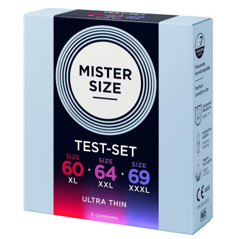 MISTER SIZE - PACK MUESTRA PRESERVATIVOS TALLA 60-64-69 MM (3 UNIDADES)