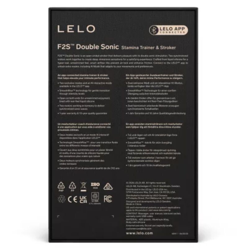 LELO - F2S DOUBLE SONIC MASTURBADOR MASCULINO CON DOBLE ESTIMULACIÓN SÓNICA VERDE AZULADO
