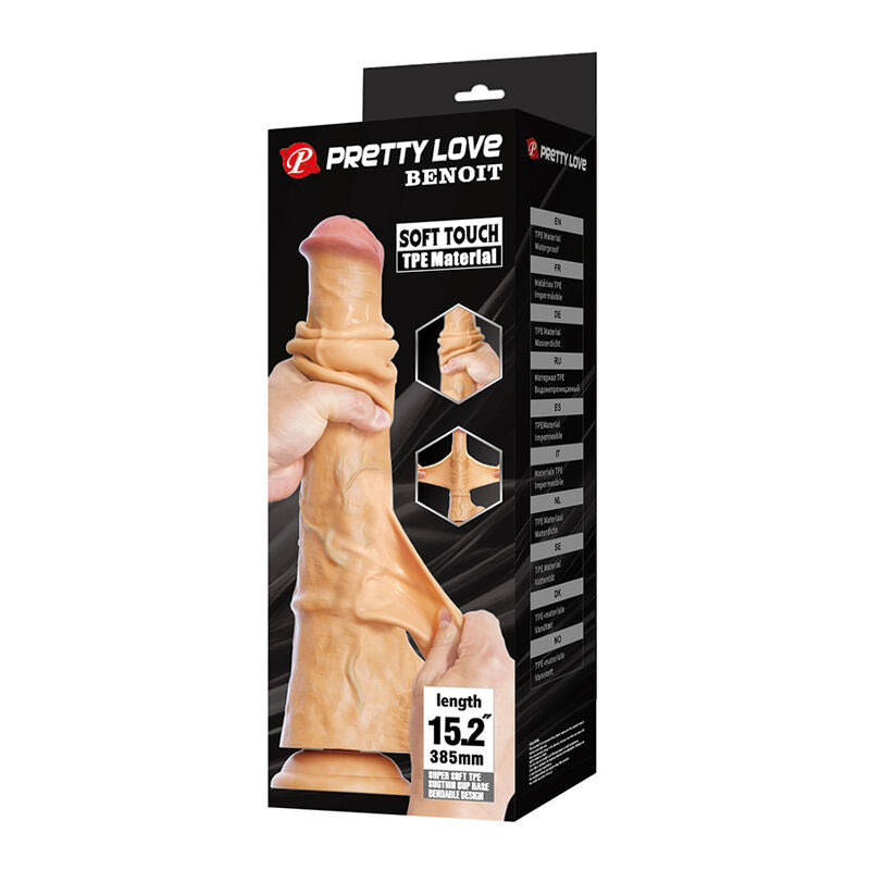 PRETTY LOVE - BENOIT DILDO REALISTA TACTO SUAVE CON PIEL DESLIZANTE 38,5 CM NATURAL