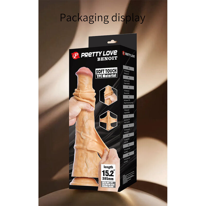 PRETTY LOVE - BENOIT DILDO REALISTA TACTO SUAVE CON PIEL DESLIZANTE 38,5 CM NATURAL