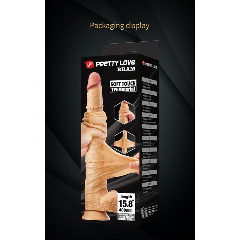 PRETTY LOVE - BRAM DILDO REALISTA TACTO SUAVE CON PIEL DESLIZANTE 40 CM NATURAL