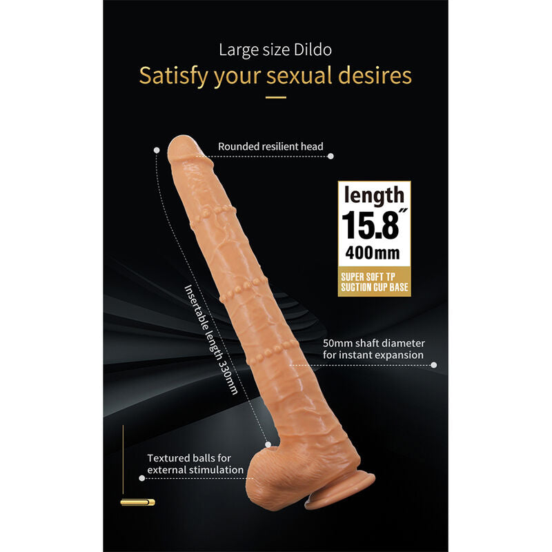 PRETTY LOVE - BRAM DILDO REALISTA TACTO SUAVE CON PIEL DESLIZANTE 40 CM NATURAL