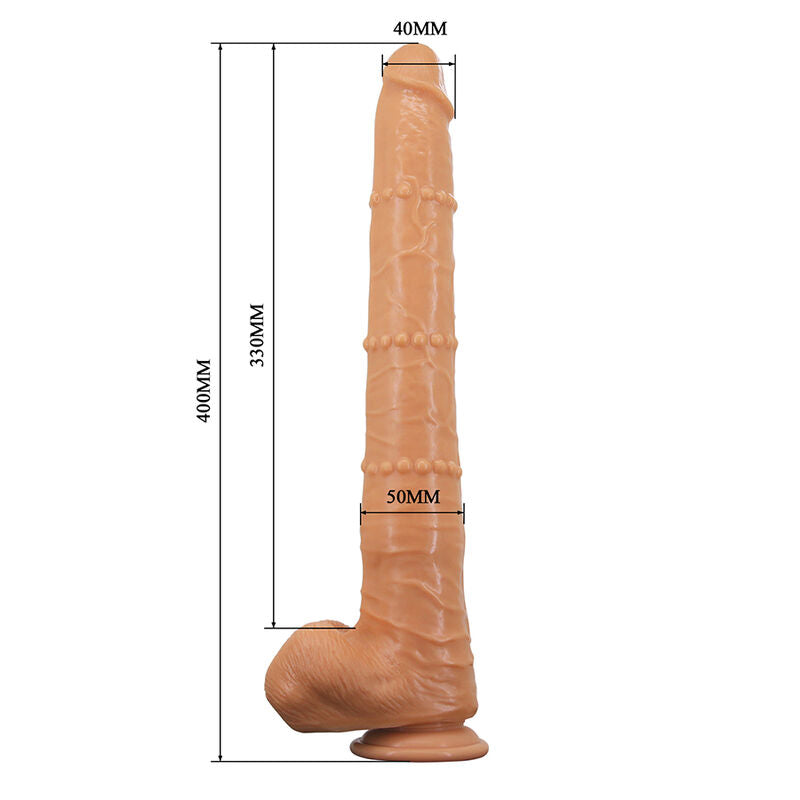 PRETTY LOVE - BRAM DILDO REALISTA TACTO SUAVE CON PIEL DESLIZANTE 40 CM NATURAL