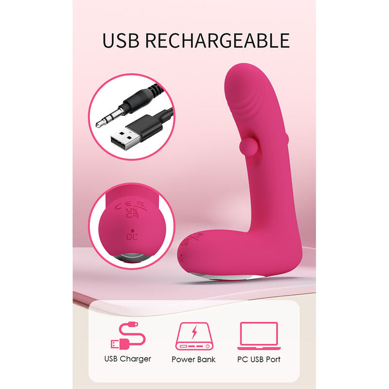 PRETTY LOVE - DUDEN VIBRADOR DE SILICONA RECARGABLE 12 MODOS DE VIBRACIÓN Y 3 MODOS DE BALANCEO ROSA